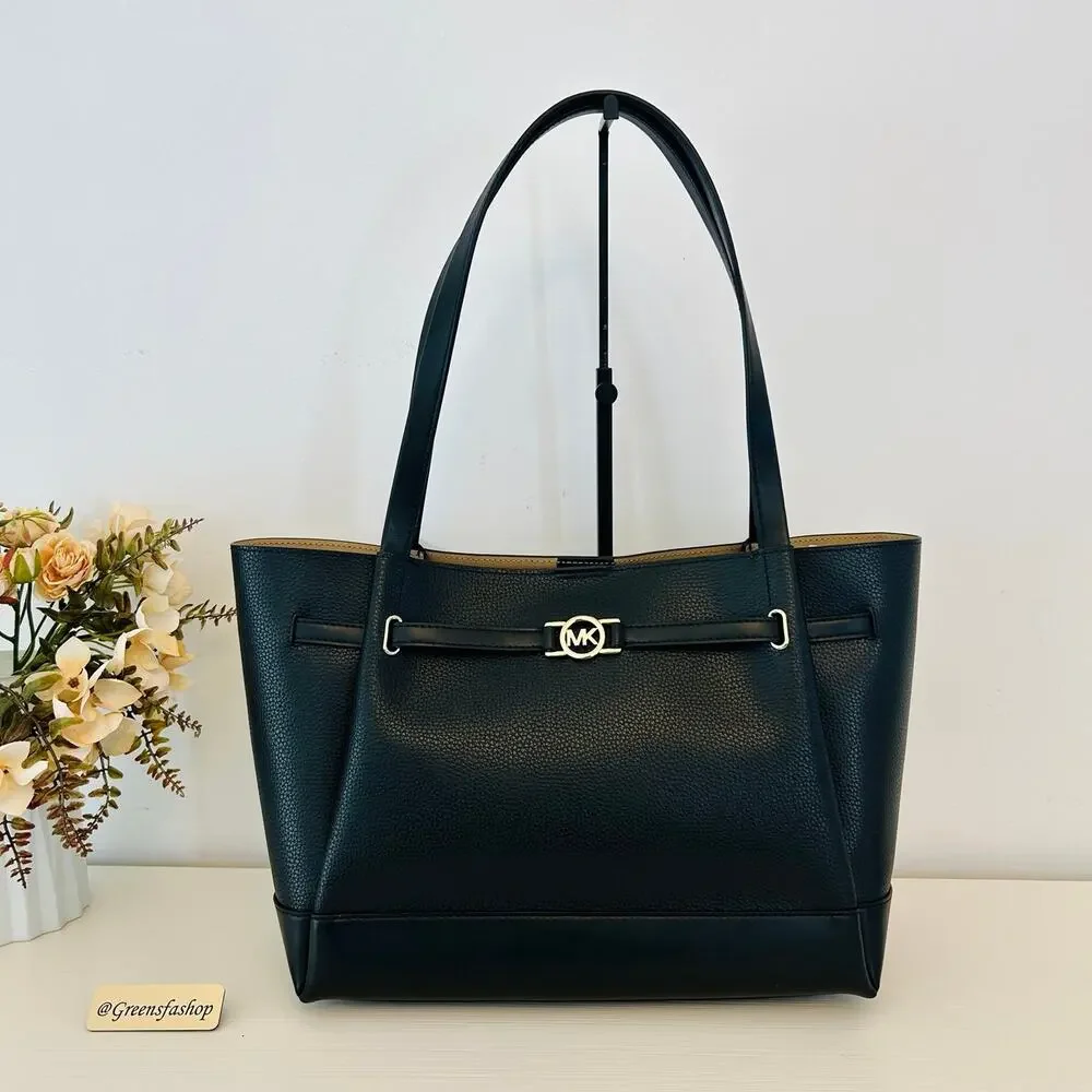 Michael Kors Purse Reed Large Logo Tote Bag Black MK - Picture 1 of 8